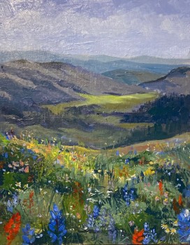 Pastel Painting, high mountain wildflowers, Wild in the Country